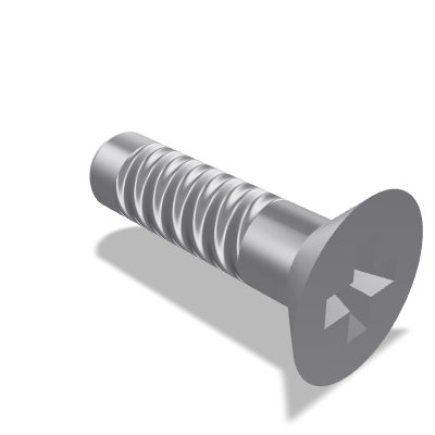 Rounded End Pozidriv Countersunk Head Tapping Screw ISO 7050 — ST5.5×22 — St — Steel — None (as processed)